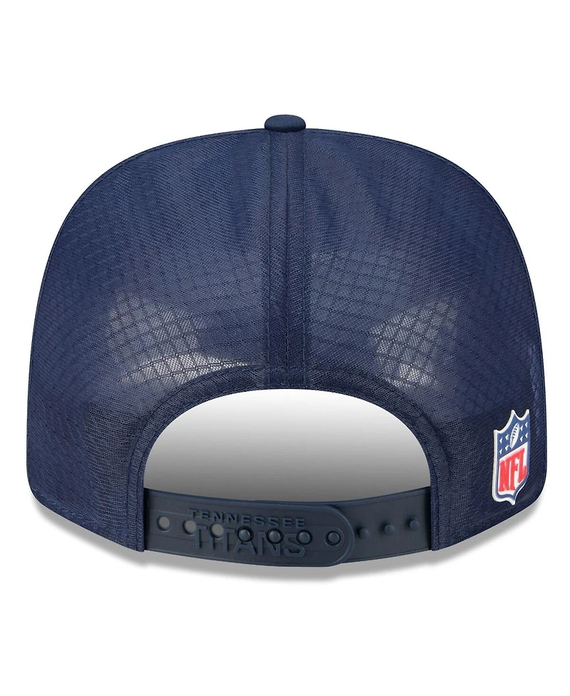 New Era Men's Navy Tennessee Titans 2025 Sideline 9SEVENTY Trucker Adjustable Hat