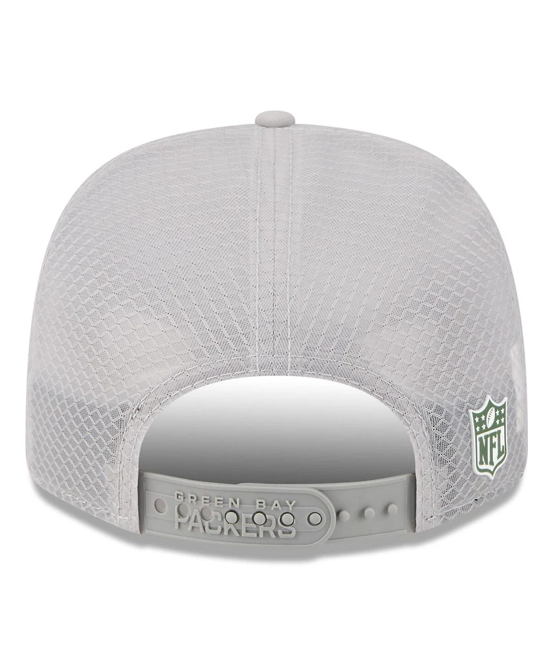 New Era Men's Gray Green Bay Packers 2025 Sideline 9SEVENTY Adjustable Trucker Hat