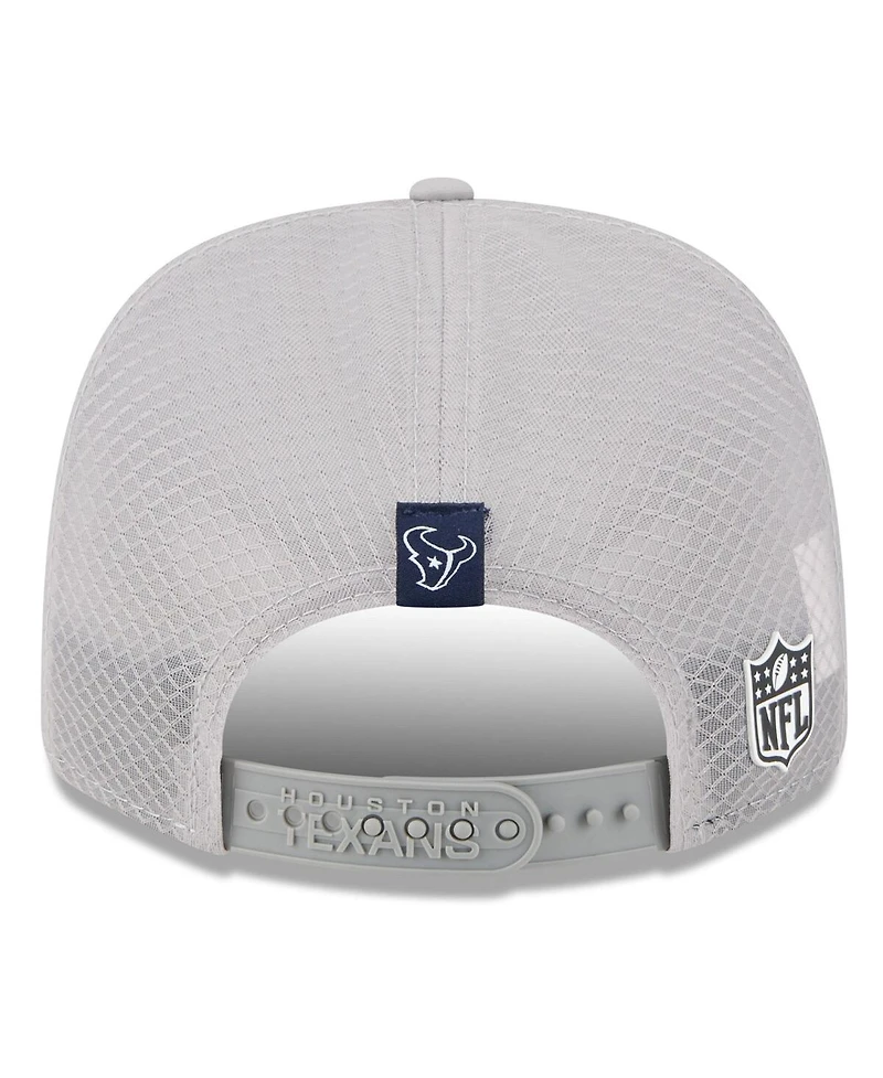 New Era Men's Gray Houston Texans 2025 Sideline H-Town 9SEVENTY Adjustable Trucker Hat