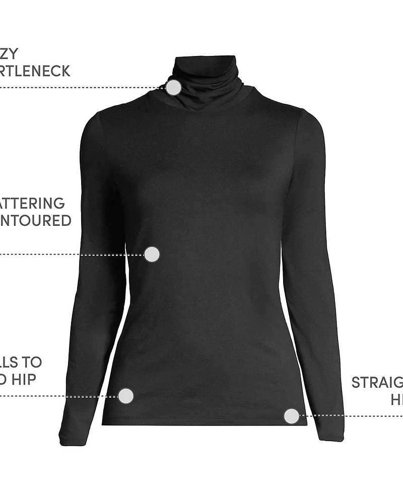 Lands' End Women's Tall Lightweight Jersey Skimming Long Sleeve Turtleneck