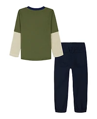 Kids Headquarters Toddler and Little Boys 2T-7 2-Piece Dinosaur T-Shirt Joggers Set