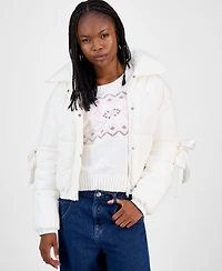 Madden Girl Juniors' Bow-Trim Puffer Jacket