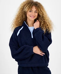 Hippie Rose Juniors' Quarter-Zip Sherpa Jacket