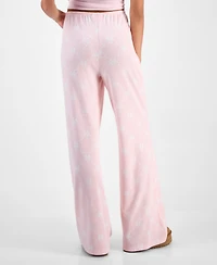 Just Polly Juniors' Pointelle Drawstring Wide-Leg Lounge Pants