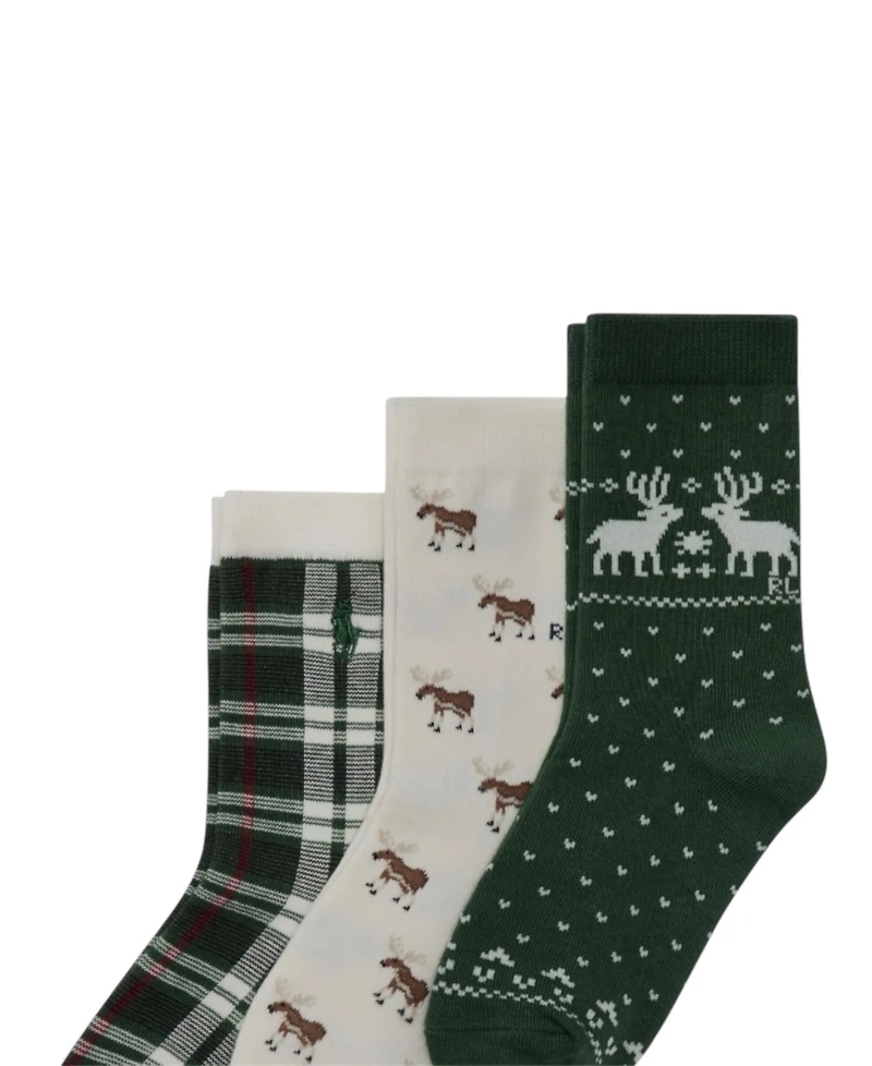 Polo Ralph Lauren Little and Big Boys 3-Piece Embroidered Socks Set