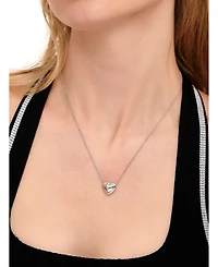 Devata Contour-lined Heart Necklace in Sterling Silver, Adj to 16 in / 17 in / 18 in