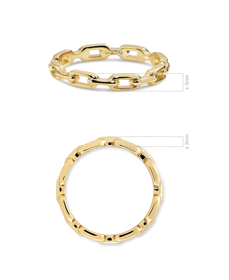 Devata Cable Link Ring in Gold Plated Sterling Silver, Size 9