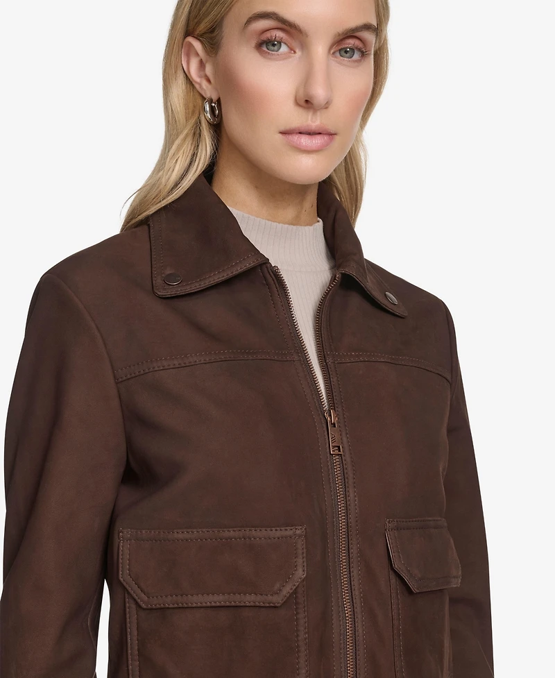 Andrew Marc Women's Lunetta Sueded Leather Trucker Jacket
