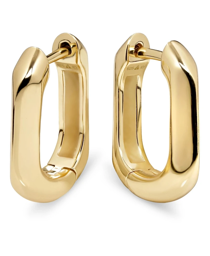 Devata Beveled Hoop Earrings in Gold Plated Sterling Silver