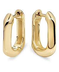 Devata Beveled Hoop Earrings in Gold Plated Sterling Silver