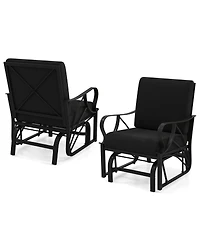 Gymax 2PCS Patio Glider Chair Single Outdoor Rocking with Seat and Back Cushions