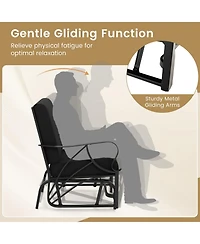 Gymax 2PCS Patio Glider Chair Single Outdoor Rocking with Seat and Back Cushions
