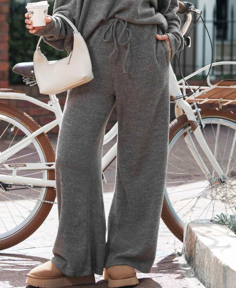 Cupshe Women's Grey Loose Leg Jersey Pants