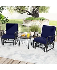 Gymax 2PCS Patio Glider Chair Single Outdoor Rocking with Seat and Back Cushions