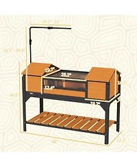 PawHut Wooden Tortoise Habitat W/ Adjustable Lamp Holder 2 Houses,