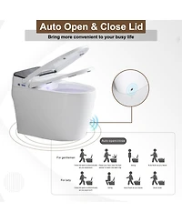 Casainc Smart Elongated One-Piece Bathroom Fixture, Heated Seat, Auto Open/Close, Foot Sensor, Warm Water, Dryer & Night Light