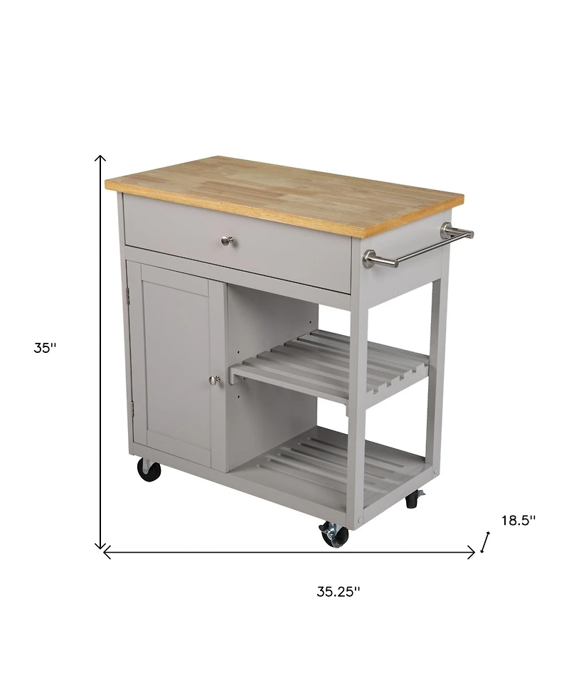 Slickblue Rolling Kitchen Island with Storage Space, Towel Rack, and Utility Drawer