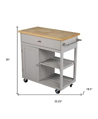 Slickblue Rolling Kitchen Island with Storage Space, Towel Rack, and Utility Drawer