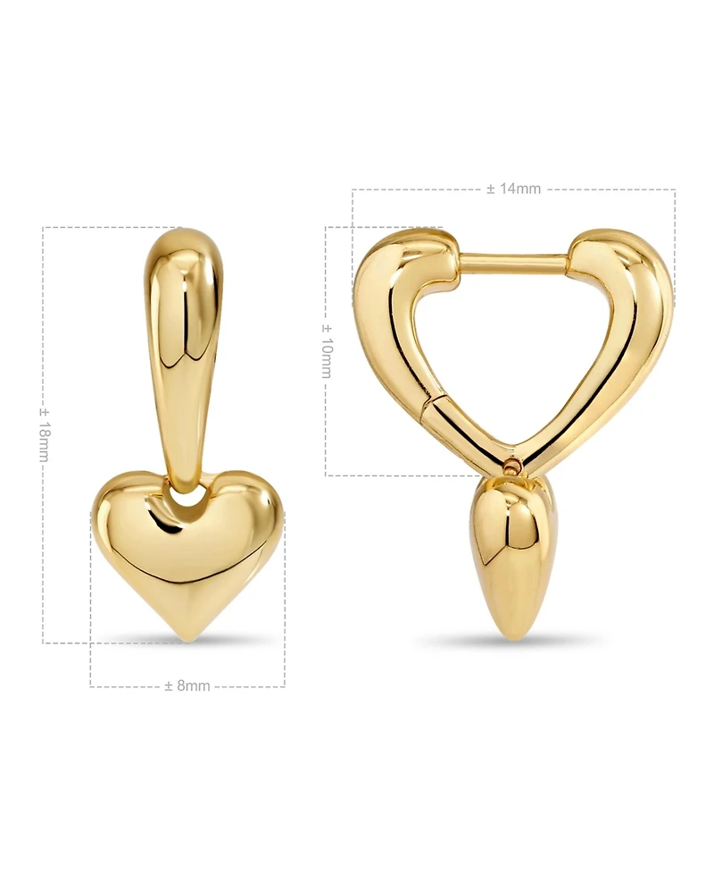 Devata Sweet Heart Huggie Hoop Earrings in Gold Plated Sterling Silver