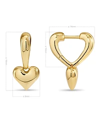 Devata Sweet Heart Huggie Hoop Earrings in Gold Plated Sterling Silver
