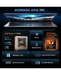 Acemagic AX16 Pro Ryzen 7 5700U Laptop with 16.1" Display