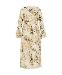 City Chic Plus Plunge Frill Print Maxi Dress