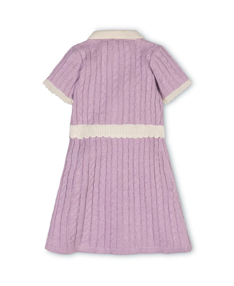 Hope & Henry Toddler Girls Organic Short Sleeve Collared Button Front Sweater Dress