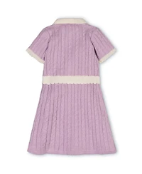 Hope & Henry Toddler Girls Organic Short Sleeve Collared Button Front Sweater Dress