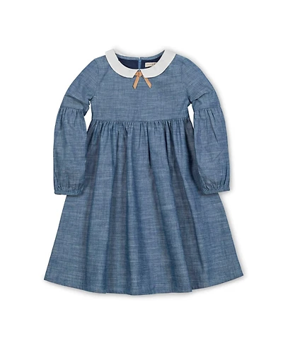 Hope & Henry Toddler Girls' Organic Empire Waist Peter Pan Collar Chambray Dress