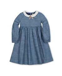 Hope & Henry Toddler Girls' Organic Empire Waist Peter Pan Collar Chambray Dress