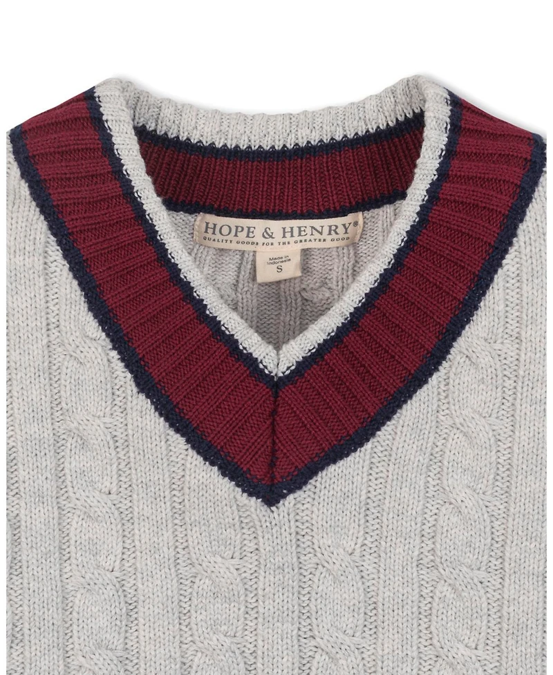 Hope & Henry Boys Organic Long Sleeve V-Neck Cricket Sweater
