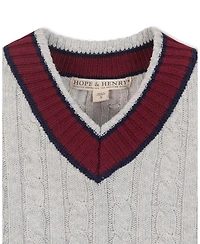 Hope & Henry Boys Organic Long Sleeve V-Neck Cricket Sweater