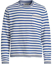 Lands' End Men's Long Sleeve Textured Cotton Crewneck Sweater