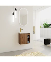 Casainc 20 Inch Floating Vanity with White Resin Sink and Soft-Close Door
