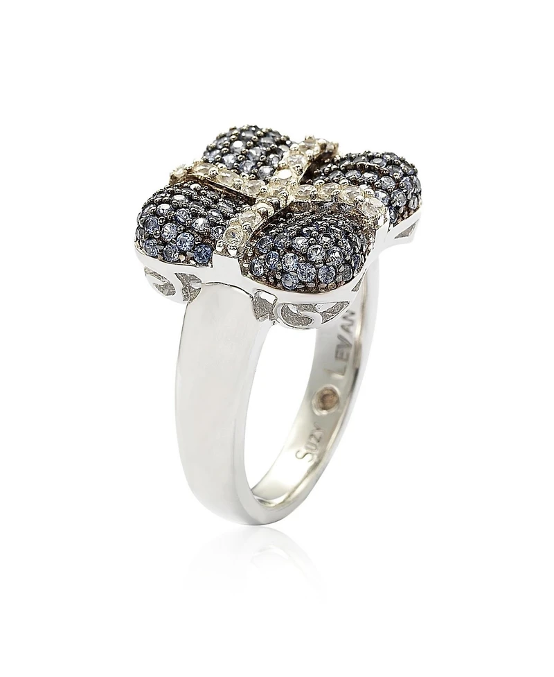 Suzy Levian New York Suzy Levian Sterling Silver Sapphire & Created White Sapphire Wrapped Cushion Ring