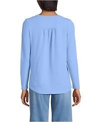 Lands' End Women's Petite Long Sleeve Lightweight Jersey Notch Neck Tunic Top