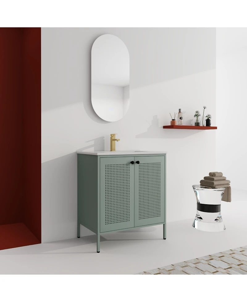 Casainc 30 Inch Freestanding Bathroom Vanity with Ceramic Sink and Storage Space