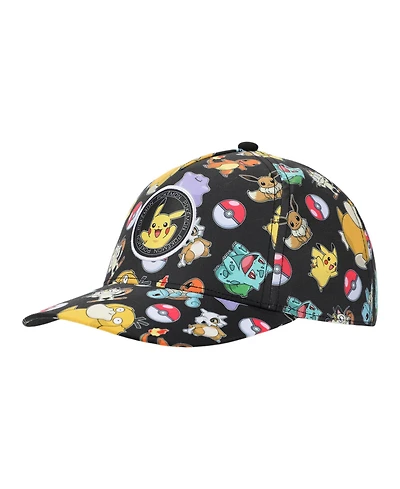 Pokemon Boys Pokemon Characters All-Over Print Youth Black Traditional Adjustable Hat