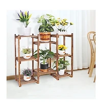Unho Multi-Tier Wood Plant Stand Rack 10 Pot Flower Display Shelf