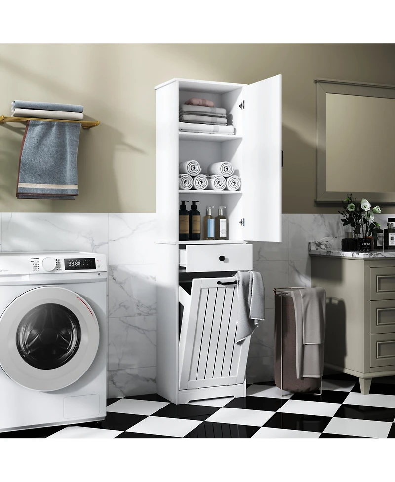 Casainc Laundry Cabinet with Storage Compartment and Drawer for Utility Room