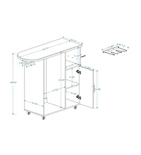 Casainc Rolling Ironing Cabinet with Foldable Ironing Board and Storage Shelves