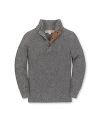 Hope & Henry Boys Organic Mock Neck Cardigan Stitch Sweater