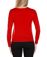Belldini Women's Embellished Neckline Cardigan Sweater