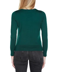 Belldini Women's Embellished Neckline Cardigan Sweater