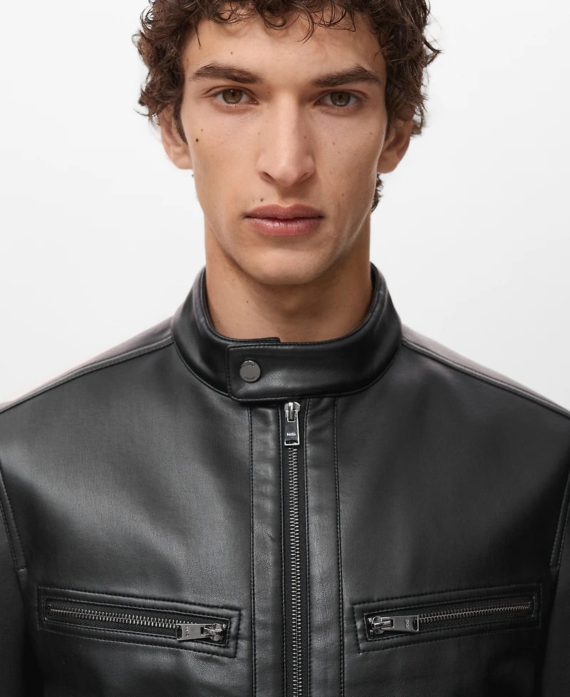 Mango Men's Zip-Up Leather-Effect Jacket