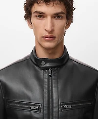 Mango Men's Zip-Up Leather-Effect Jacket