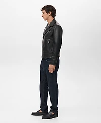 Mango Men's Leather-Effect Biker Jacket