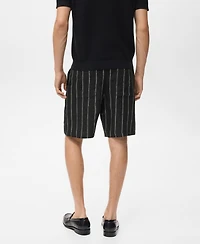 Mango Men's Striped Linen-Blend 8.5" Bermuda Shorts
