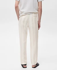 Mango Men's Linen Elastic Waistband Pants