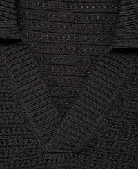Mango Men's Crochet Cotton Polo Shirt